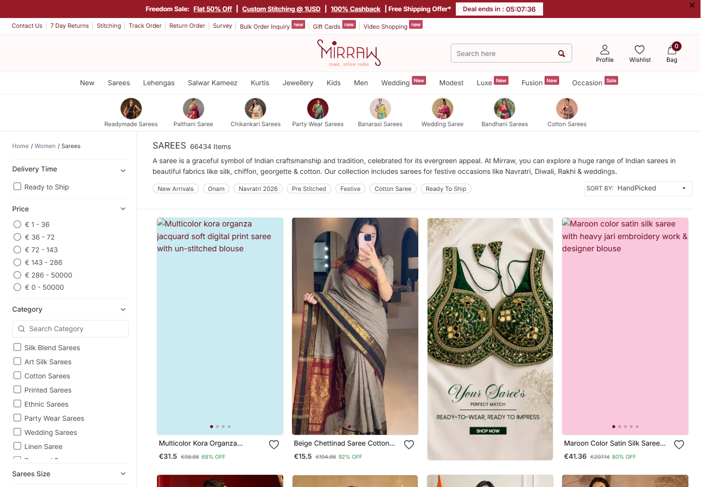 Capture de la page officielle de Mirraw